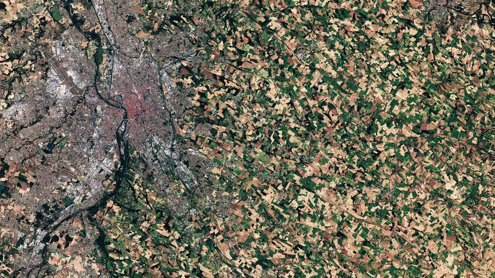 Toulouse et sa région vues d'orbite